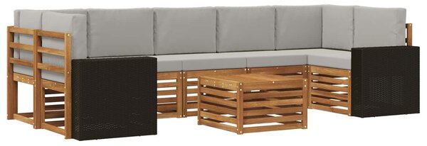 VidaXL Kültéri kanapé szett 8 pcs Természetes és Világosszürke