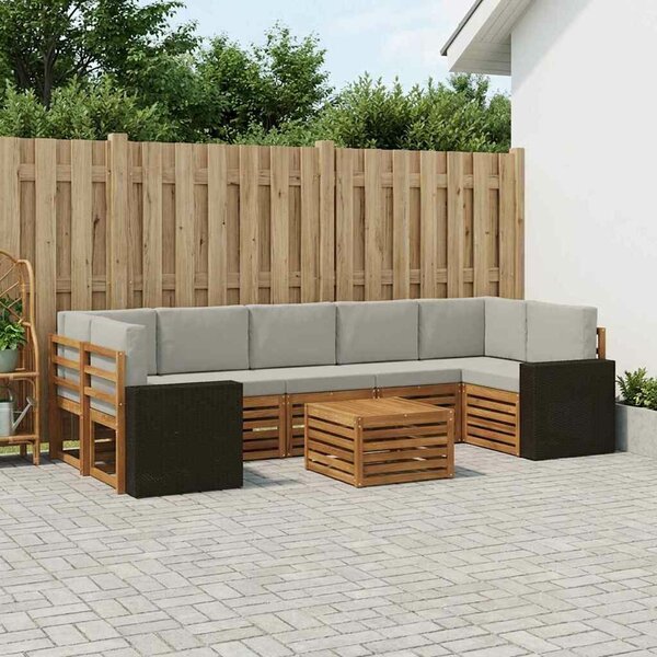 VidaXL Kültéri kanapé szett 8 pcs Természetes és Világosszürke