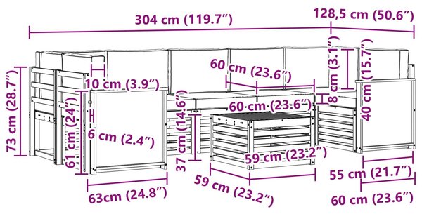 VidaXL Kültéri kanapé szett 8 pcs Természetes és antracit Tömör Akácfa