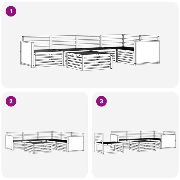 VidaXL Kültéri kanapé szett 6 pcs Természetes Tömör Akácfa