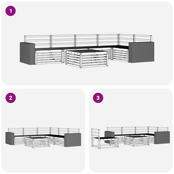 VidaXL Kültéri kanapé szett 6 pcs Természetes 79 x 79 x 37 cm