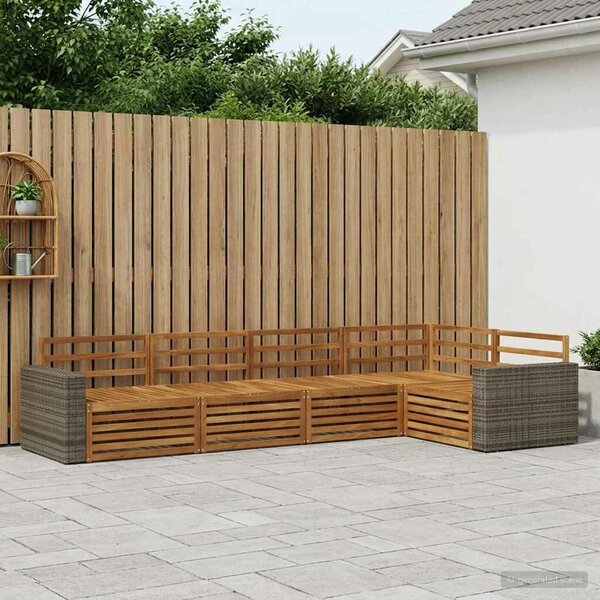 VidaXL Kültéri kanapé szett 5 pcs Természetes 331 x 172,5 x 73 cm