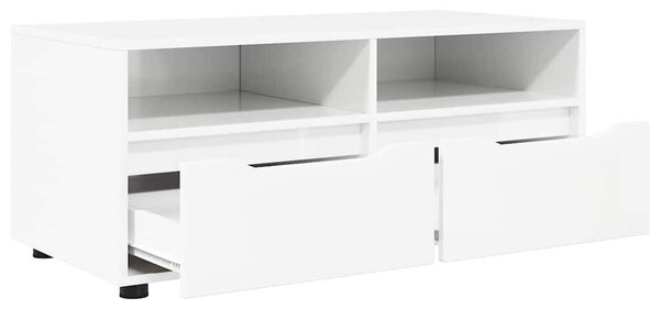 VidaXL TV szekrény fiókkal Magas Fényű Fehér 100 x 48 x 43 cm Faanyag