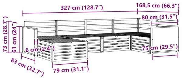VidaXL Kültéri kanapé szett 6 pcs Természetes