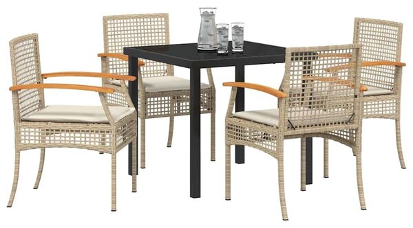 VidaXL Kert étkező szett 5 pcs Bézs polirattan