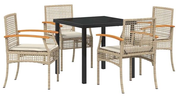 VidaXL Kert étkező szett 5 pcs Bézs polirattan