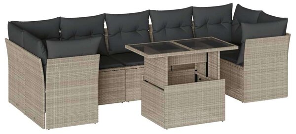 VidaXL Polyrattan Kerti Ülőgarnitúra - 8 részes - Világosszürke