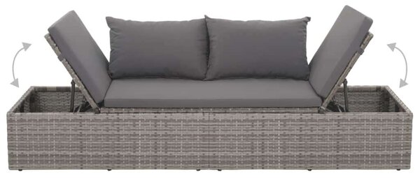 VidaXL Polyrattan Napozóágy - Szürke - 195x60 cm