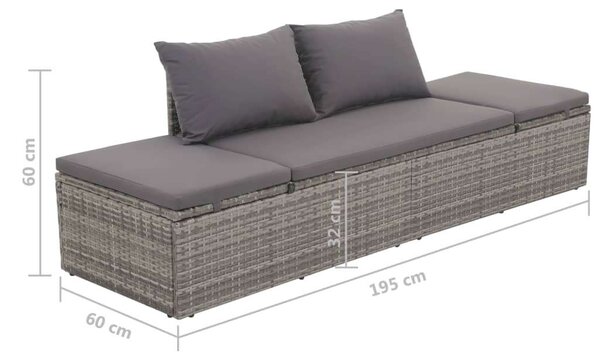 VidaXL Polyrattan Napozóágy - Szürke - 195x60 cm
