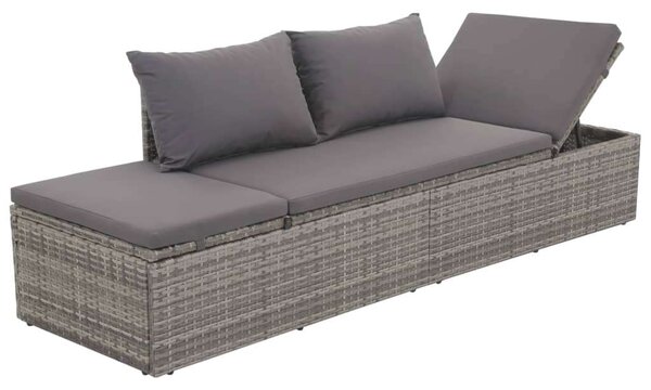 VidaXL Polyrattan Napozóágy - Szürke - 195x60 cm