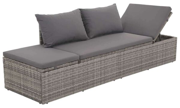 VidaXL Polyrattan Napozóágy - Szürke - 195x60 cm