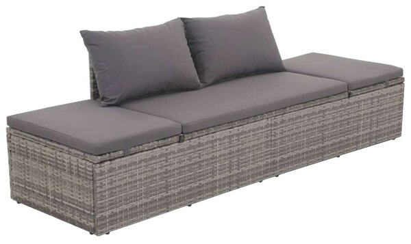 VidaXL Polyrattan Napozóágy - Szürke - 195x60 cm