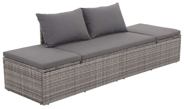 VidaXL Polyrattan Napozóágy - Szürke - 195x60 cm