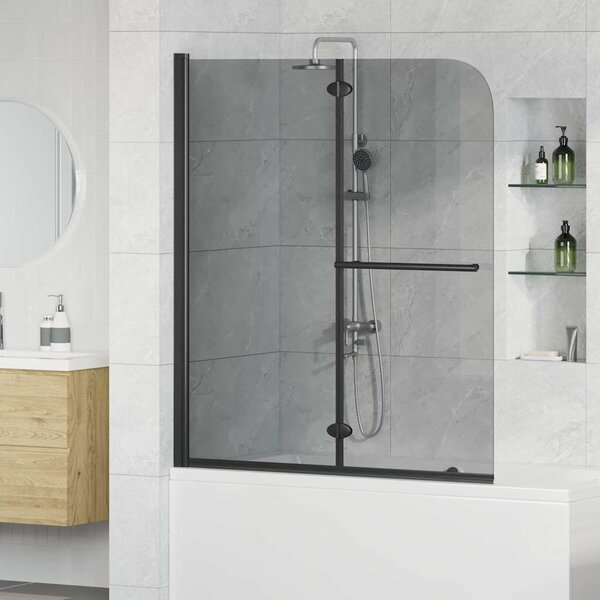 VidaXL Zuhanybeépítés Fekete 120 x 140 cm ESG üveg és alumínium