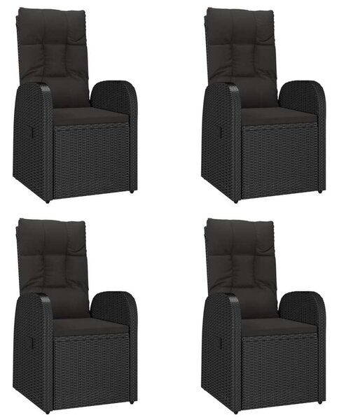 5 részes fekete polyrattan kerti étkezőgarnitúra párnákkal