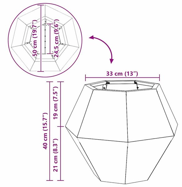 VidaXL Növénytartó 2 pcs Ezüst 50 x 50 x 40 cm Rozsdamentes acél