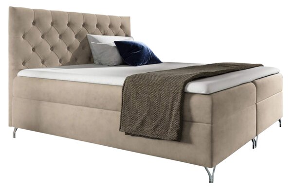 KONDELA Boxspring ágy, 200x200, bézs Velvet szövet, GULIETTE + ajándék