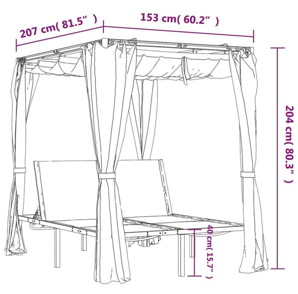 RelaxDays Dupla Napozóágy Pavilonnal - 207x153x204 cm