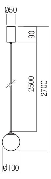 IRIDES függülámpa, 10 cm,matt fekete, átlátszó