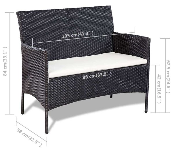 VidaXL Polyrattan Kerti Bútorszett - 4 részes