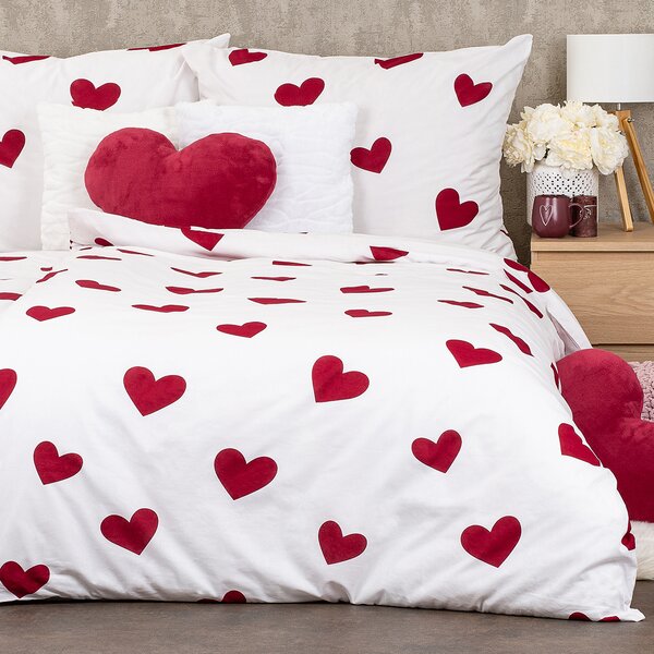 4Home Red Hearts pamut ágyneműhuzat, 140 x 200 cm, 70 x 90 cm