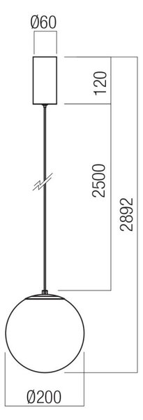 IRIDES függülámpa, 20 cm, matt fekete, átlátszó, 3000K
