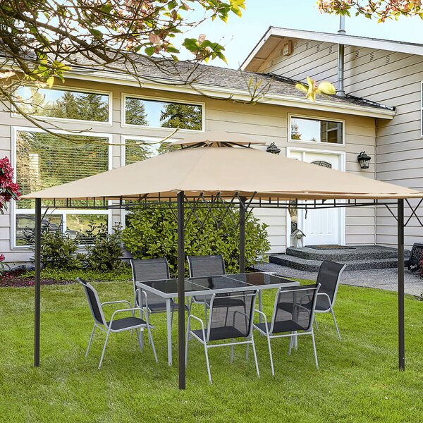 Outsunny kerti pavilon sátor, fém / poliészter, 3,25x3,25m, világosbarna