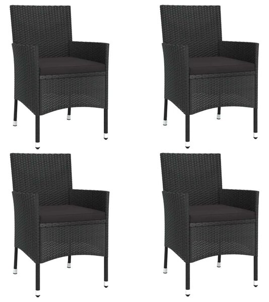 VidaXL Kerti Étkezőgarnitúra - 5 részes - Fekete Polyrattan