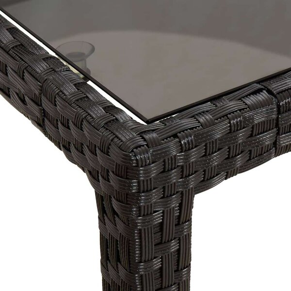 VidaXL Kerti Étkezőgarnitúra - 9 részes - Fekete Polyrattan