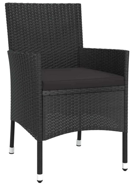 VidaXL Kerti Étkezőgarnitúra - 5 részes - Fekete Polyrattan