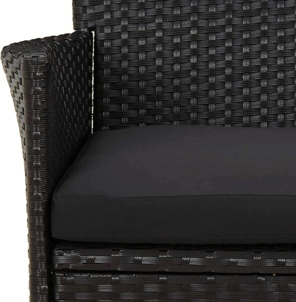 VidaXL Kerti Étkezőgarnitúra - 5 részes - Fekete Polyrattan