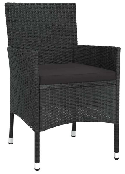 VidaXL Kerti Étkezőgarnitúra - 9 részes - Fekete Polyrattan