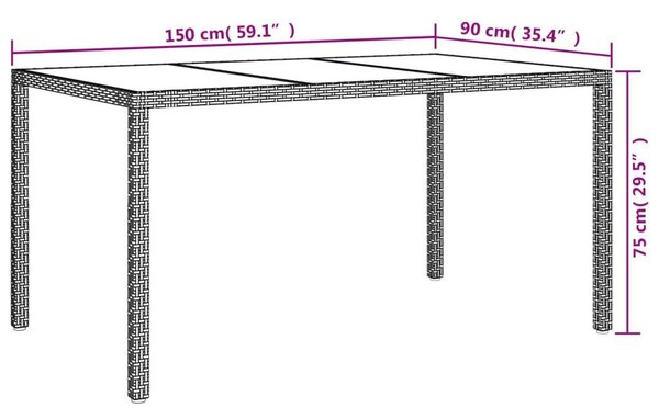 VidaXL Kerti Étkezőgarnitúra - 5 részes - Fekete Polyrattan