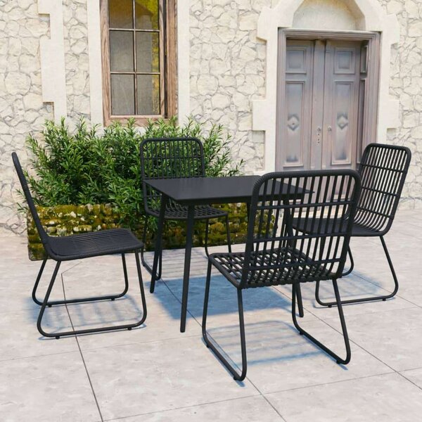 Polyrattan Kültéri Étkezőgarnitúra - 5 részes - Fekete