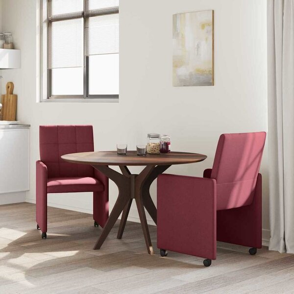 VidaXL Étkező Székek kerekekkel 2 pcs bordó 58 x 65 x 94 cm szövet