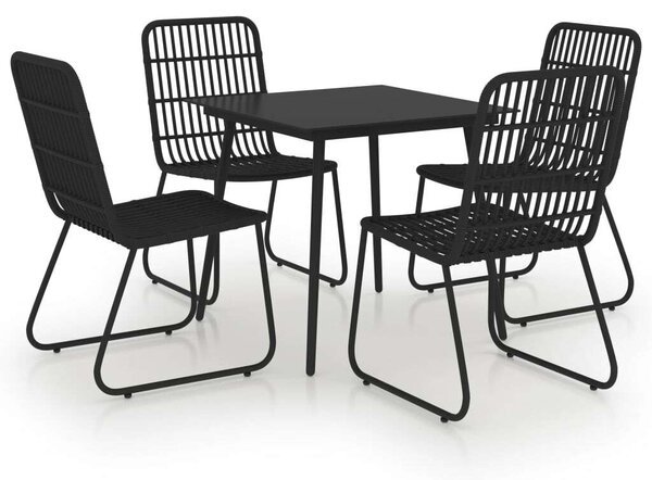 Polyrattan Kültéri Étkezőgarnitúra - 5 részes - Fekete