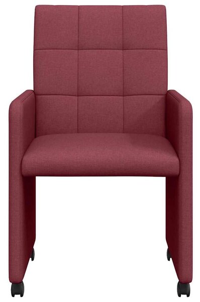 VidaXL Étkező Székek kerekekkel 2 pcs bordó 58 x 65 x 94 cm szövet