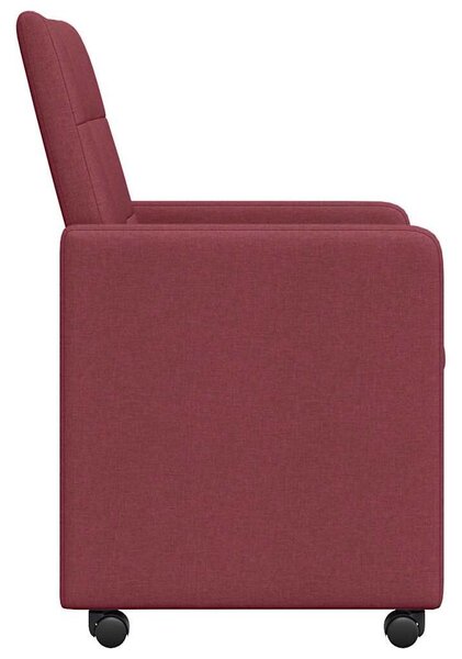 VidaXL Étkező Székek kerekekkel 2 pcs bordó 58 x 65 x 94 cm szövet