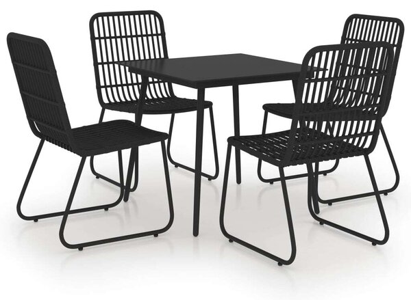 Polyrattan Kültéri Étkezőgarnitúra - 5 részes - Fekete
