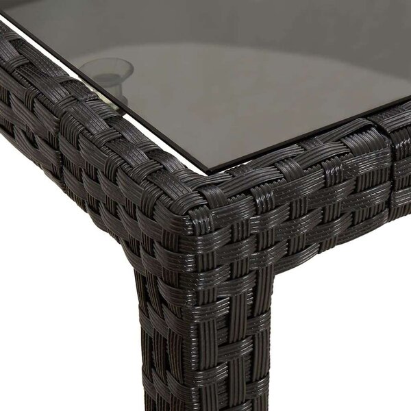 Polyrattan Kerti Étkezőgarnitúra - 9 részes - Fekete