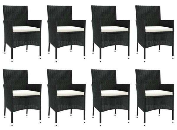 Polyrattan Kerti Étkezőgarnitúra - 9 részes - Fekete