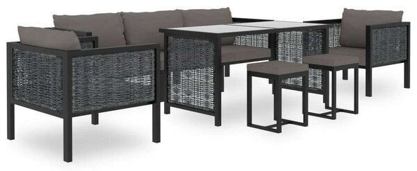 Polyrattan Kerti Ülőgarnitúra - 8 Személyes - Antracitszürke