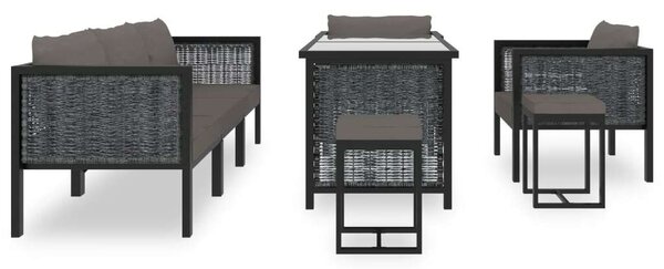 Polyrattan Kerti Ülőgarnitúra - 8 Személyes - Antracitszürke