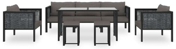 Polyrattan Kerti Ülőgarnitúra - 8 Személyes - Antracitszürke