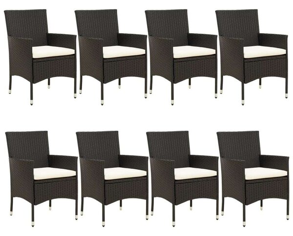 Polyrattan Kerti Étkezőgarnitúra - 9 részes - Fekete