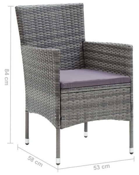 Polyrattan Kerti Étkezőgarnitúra - 5 részes - Szürke