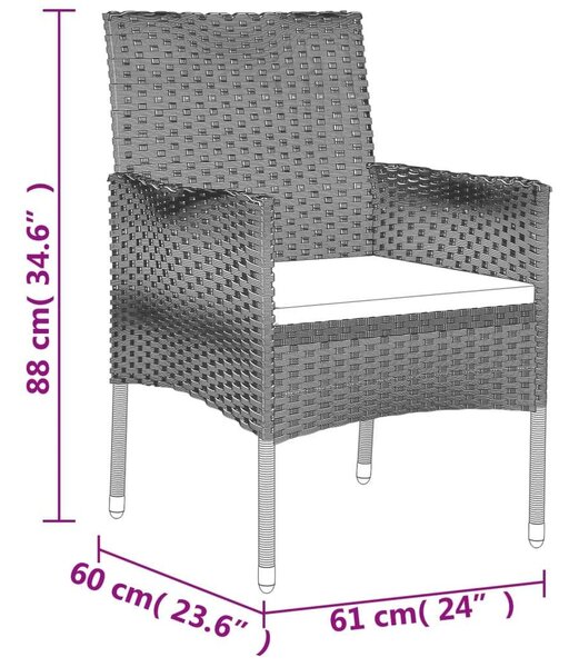 Polyrattan Kerti Étkezőgarnitúra - 9 részes - Fekete
