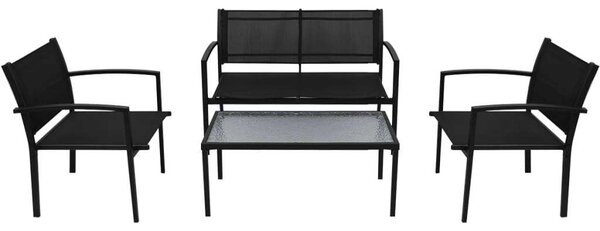 Textilén Kerti Pihenőszett - 4 részes - Fekete