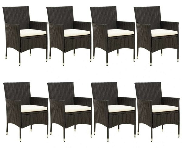 Polyrattan Kerti Étkezőgarnitúra - 9 részes - Fekete