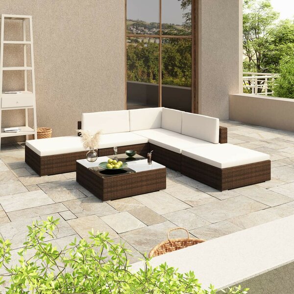Polyrattan Kerti Bútorszett - 6 részes - Barna